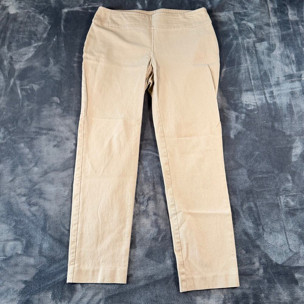 Crown & Ivy Ashley Women's 10P Khaki Pull On Straight Leg Stretch Pants